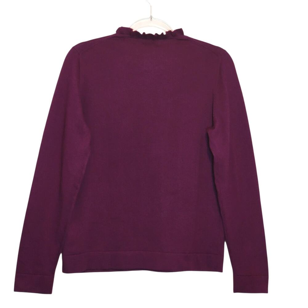 J.Crew NWT Scalloped Crew Neck Knit Sweater Cotton Purple Long Sleeve Size M - Picture 6 of 10